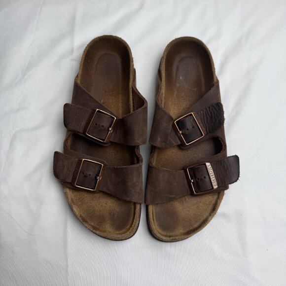 Birkenstock Shoes - Birkenstock Arizona Brown Leather Sandals Size 39 EU Womens Double Strap